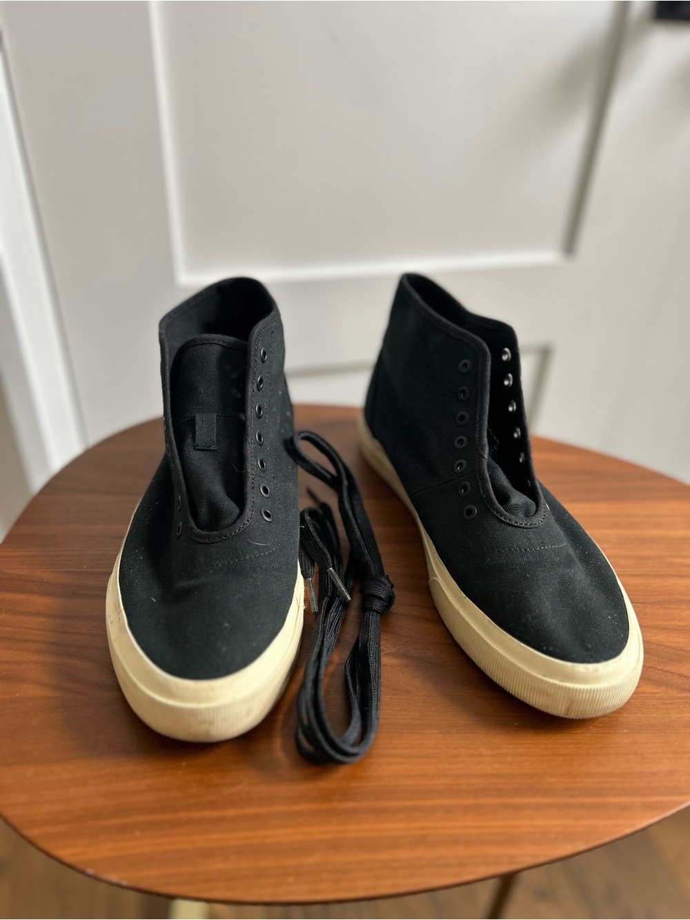 Everlane Black High-Top Canvas Sneakers with Cream Sole